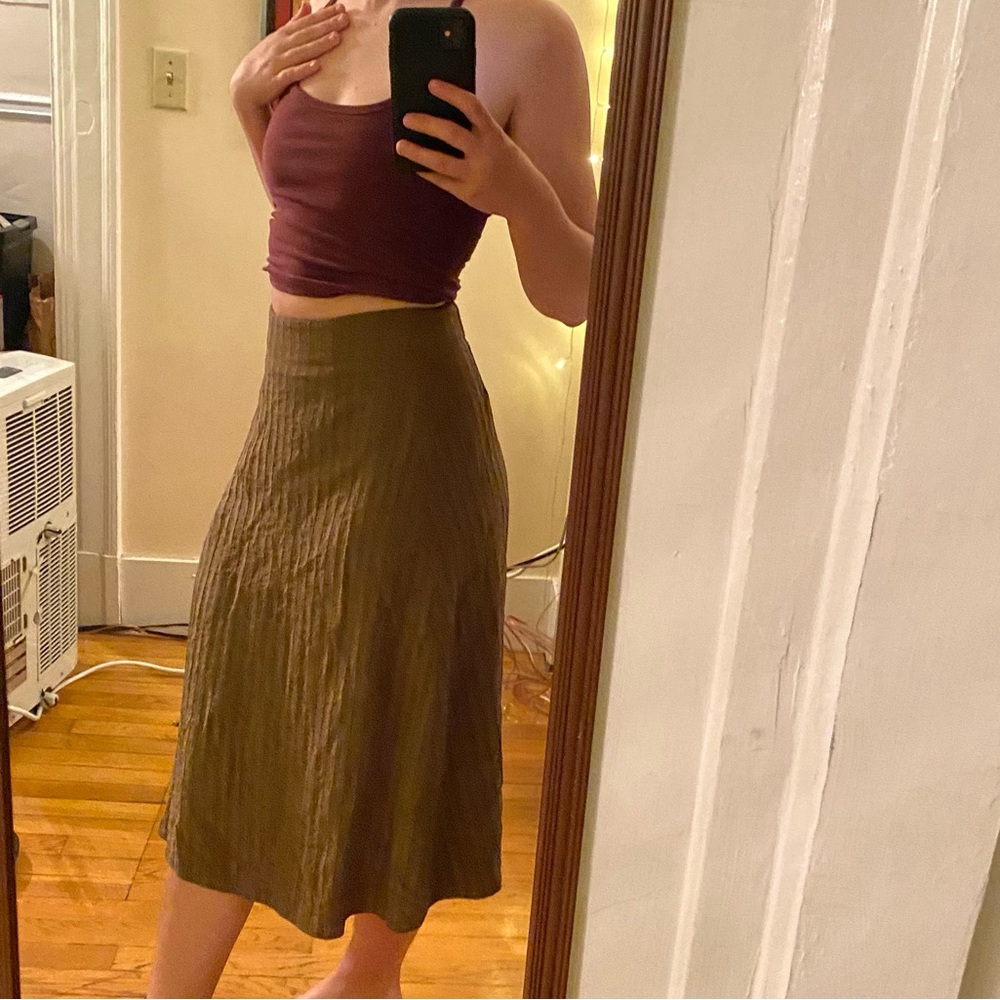 A Line olive green skirt from everlane